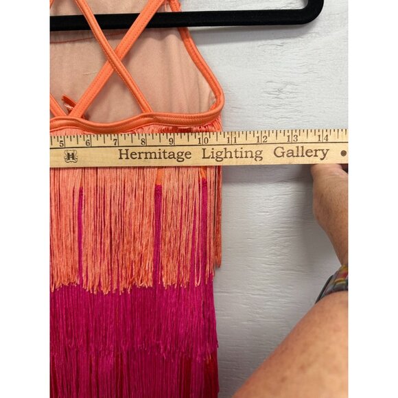 Weissman Child Orange, Pink & Red Fringe and Rhinestone Dance Costume - Picture 5 of 6